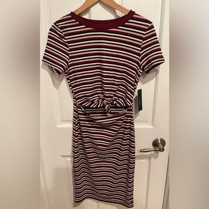 Lulu's Stripped Ruched Tie Front Y2K Sheath Dress S